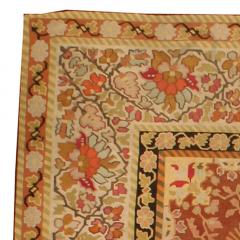 Antique French Aubusson Red Botanic Handmade Wool Rug - 2460716