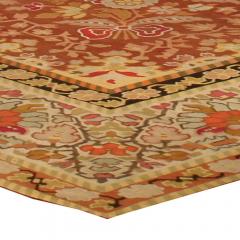 Antique French Aubusson Red Botanic Handmade Wool Rug - 2460717