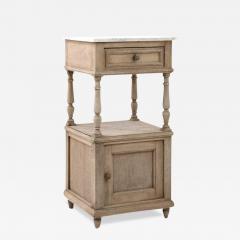 Antique French Bedside Table with Marble Top - 3511296