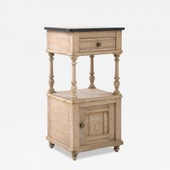 Antique French Bedside Table with Stone Top - 3511294
