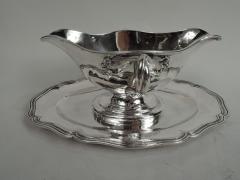 Antique French Belle Epoque Classical Gravy Boat on Stand - 3754013