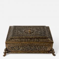 Antique French Brass Embossed Detailing Decorative Footed Box - 167604