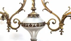 Antique French Brass Glass Art Nouveau Chandelier - 3830655