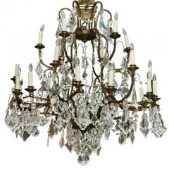 Antique French Bronze Crystal Louis XV Style 24 Light Chandelier - 4160800