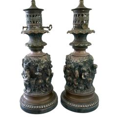Antique French Bronze Frieze Table Lamps - 4254805