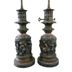 Antique French Bronze Frieze Table Lamps - 4254806