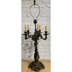 Antique French Bronze Nude Figural Candelabra Table Lamp - 3493172