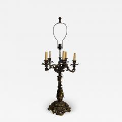 Antique French Bronze Nude Figural Candelabra Table Lamp - 3494548