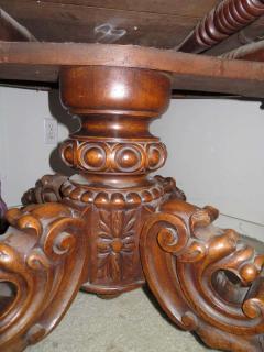 Antique French Carved Griffin Oval Pecan Dining Table Renaissance Gothic - 1550502