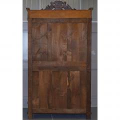 Antique French Carved Oak Breton Mirrored Armoire Linen Press - 4612563