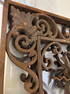 Antique French Colonial Wrought Iron Architectural Garden Gates or Door Guards - 4032904