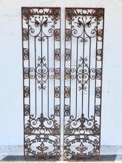 Antique French Colonial Wrought Iron Architectural Garden Gates or Door Guards - 4032910