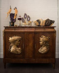 Antique French Commode with Bronze Reliefs and Red Breccia Marble Top - 2241105