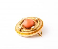 Antique French Coral and Pearl Brooch - 2849423