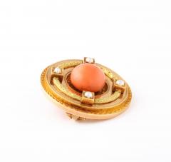 Antique French Coral and Pearl Brooch - 2849425