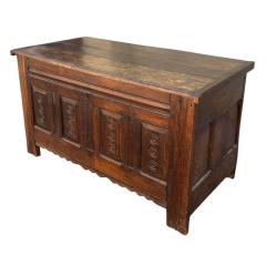 Antique French Country Carved Walnut Blanket Hope Chest Trunk - 4277445