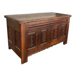 Antique French Country Carved Walnut Blanket Hope Chest Trunk - 4277448