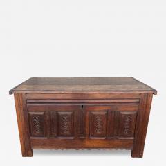 Antique French Country Carved Walnut Blanket Hope Chest Trunk - 4279278