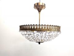 Antique French Crystal Pendant Semi Flush Chandelier - 4375932