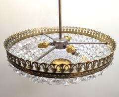 Antique French Crystal Pendant Semi Flush Chandelier - 4375933
