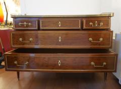 Antique French Directoire Brass Mounted Mahogany Commode with White Marble Top - 988863