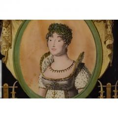 Antique French Eglomise Reverse Portrait Painting on Glass - 2228113