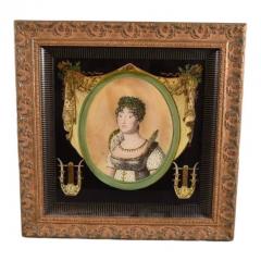Antique French Eglomise Reverse Portrait Painting on Glass - 2228115