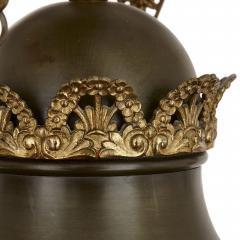 Antique French Empire Style Brown Painted Metal and Gilt Bronze Chandelier - 1937799