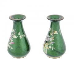 Antique French Enamel Art Glass Vases Attr To Joye - 3899863