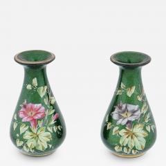 Antique French Enamel Art Glass Vases Attr To Joye - 3907894