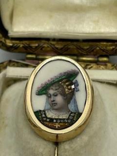 Antique French Enamel Diamond Stick Pin with Box - 4054191