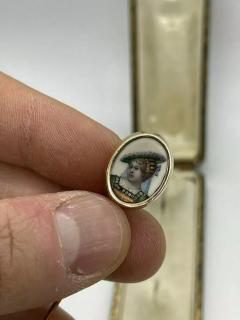 Antique French Enamel Diamond Stick Pin with Box - 4054192