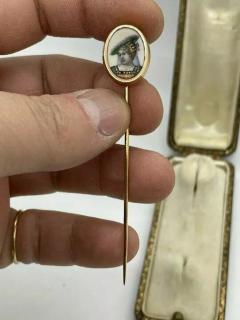 Antique French Enamel Diamond Stick Pin with Box - 4054234