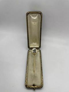 Antique French Enamel Diamond Stick Pin with Box - 4054235