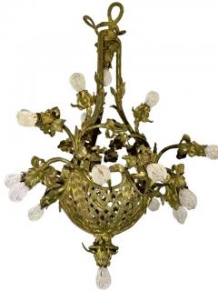 Antique French Gilt Bronze Chandelier Basket of Flowers - 3701500