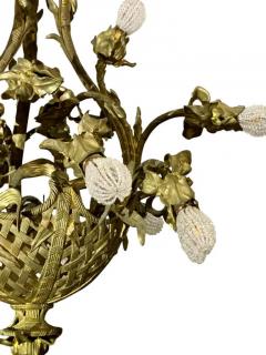 Antique French Gilt Bronze Chandelier Basket of Flowers - 3701508