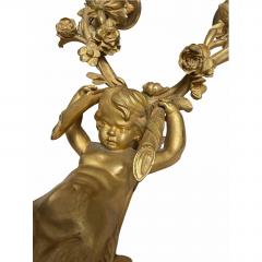 Antique French Gilt Bronze Cherubic Light Sconces a Pair - 4762716