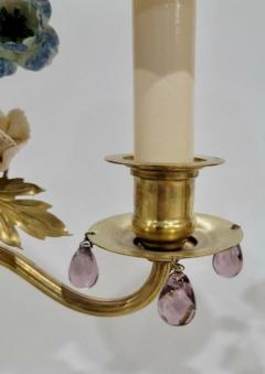 Antique French Gilt Bronze Enamel Floral Table Lamps - 1871747