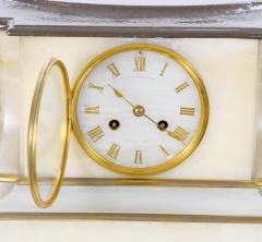 Antique French Gilt Bronze Ormolu Mounted Onyx Figural Mantel Clock Circa 1815 - 4315963