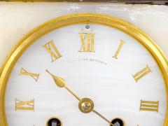 Antique French Gilt Bronze Ormolu Mounted Onyx Figural Mantel Clock Circa 1815 - 4315971