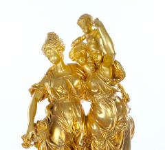 Antique French Gilt Bronze Ormolu Mounted Onyx Figural Mantel Clock Circa 1815 - 4315972