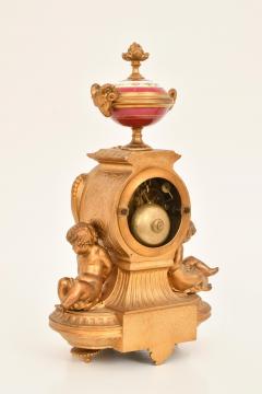 Antique French Gilt Bronze Porcelain Three Piece Figural Clock Garniture - 4706108