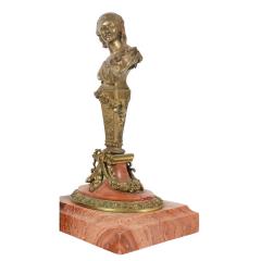 Antique French Gilt Bronze Wax Seal Sculpture on Marble Base - 4530608