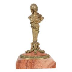 Antique French Gilt Bronze Wax Seal Sculpture on Marble Base - 4530609