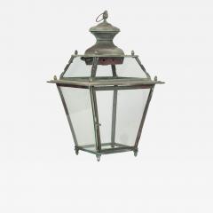 Antique French Glass Paneled Copper Lantern - 4010466