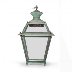 Antique French Glass Paneled Copper Lantern - 4009314