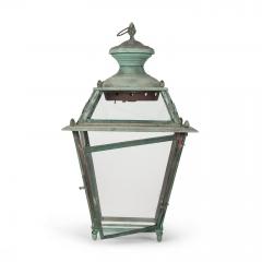 Antique French Glass Paneled Copper Lantern - 4009316