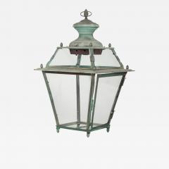 Antique French Glass Paneled Copper Lantern - 4010467