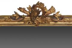 Antique French Gold Leaf Gilt Louis Philippe Style Mirror with Crest  - 3619216
