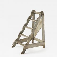 Antique French Library Ladder 19th Century Original Paint - 4439695